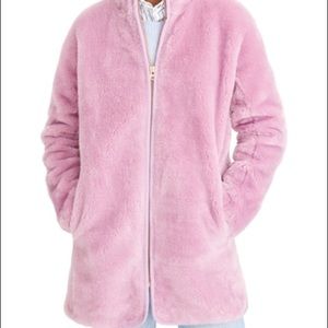 JCrew zip up teddy coat in smoky wisteria